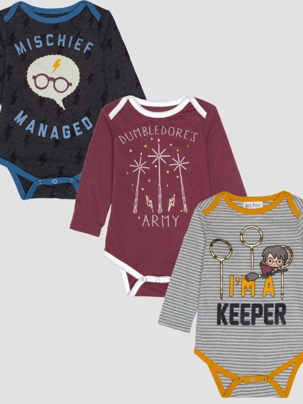 TARGET • BABY BOYS' HARRY POTTER LONG SLEEVE BODYSUITS - NB